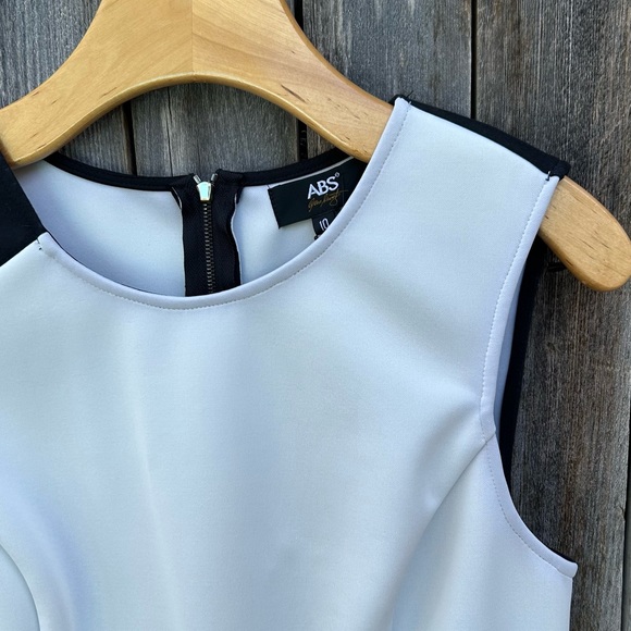 NWT ABS Allen Schwartz Vintage Y2K Sleeveless Sheath Scuba Dress Black Cream 10 - Picture 5 of 14